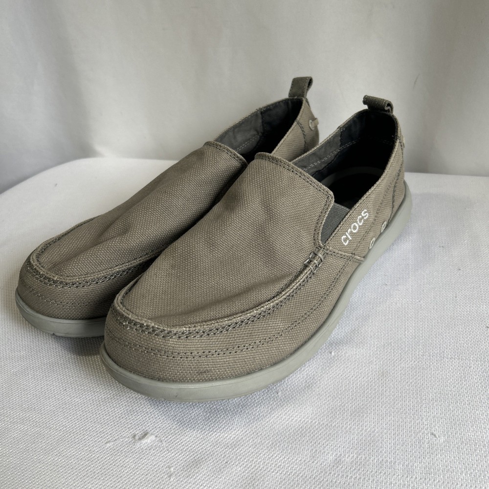 Crocs Shoes Canvas Mens Triple Comfort Slip On Loafer Gray Sz 12