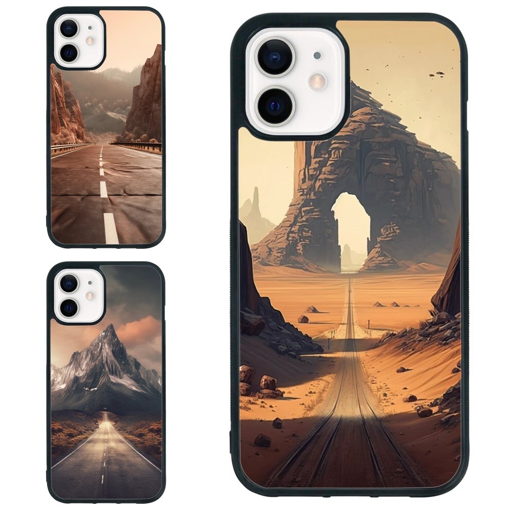 For iPhone XS XR 6 7 8 Plus SE 2nd 3rd Anti scratch Case mountains Deserted road