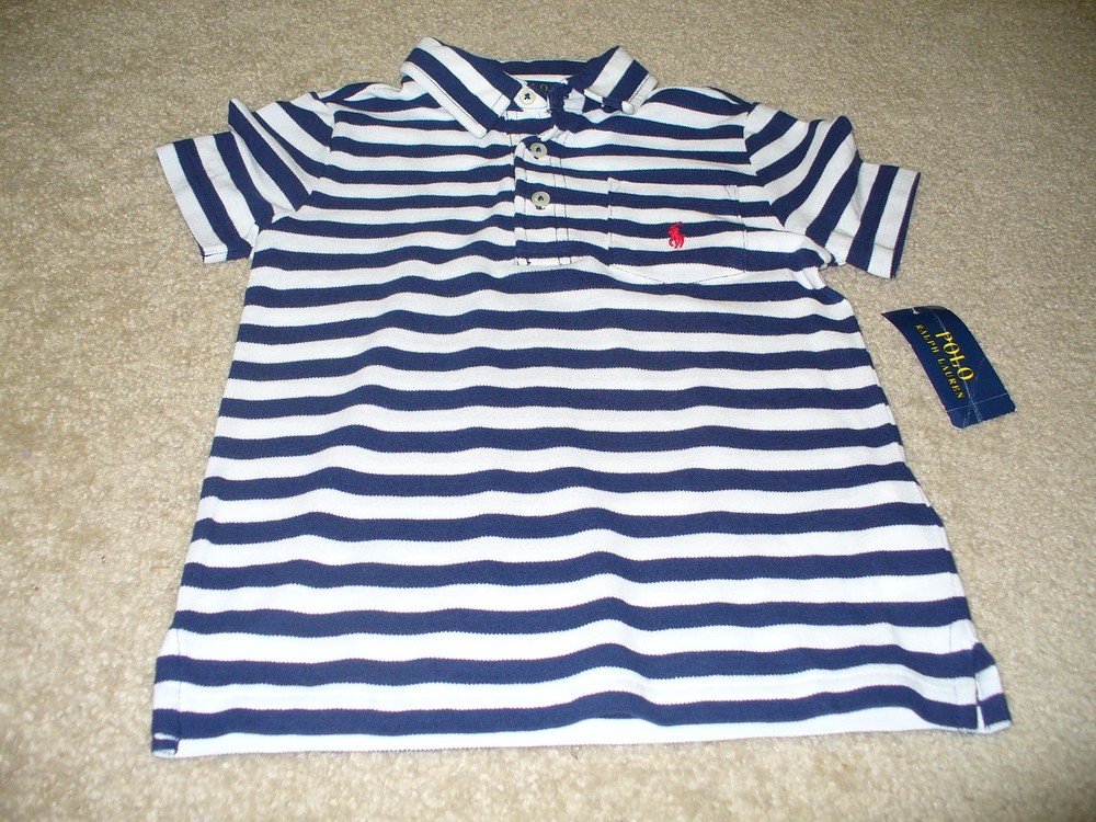 New Polo Ralph Lauren  Size 5 White Stripe Short sleeve Polo