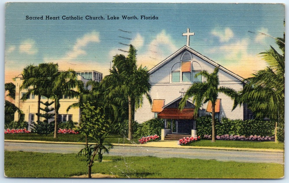 Postcard - Sacred Heart Catholic Church - Lake Worth, Florida