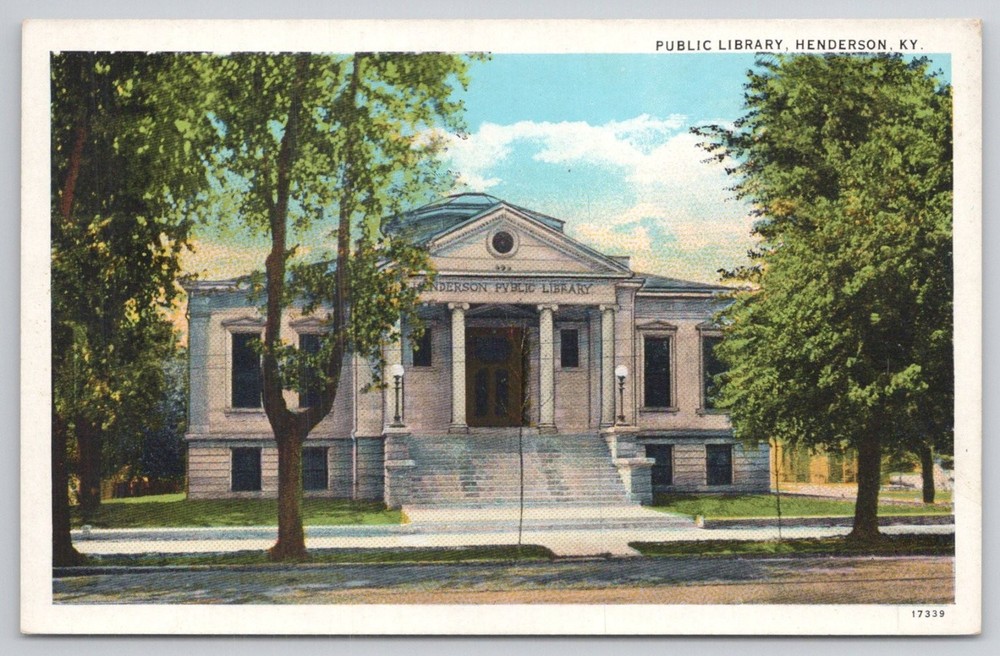 Henderson KY Public Library Postcard - C.T. American Art Colored
