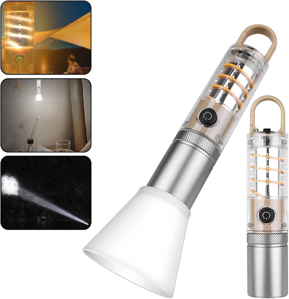 High-Lumen Rechargeable Tactical LED Flashlight with 5 Modes in Beige