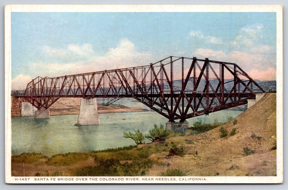 Detroit Pub~Needles California~Santa Fe Bridge Over Colorado River~Vtg Postcard