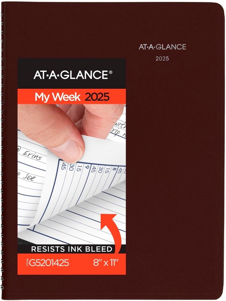 2025 Weekly AT-A-GLANCE Planner in Burgundy, 8x11
