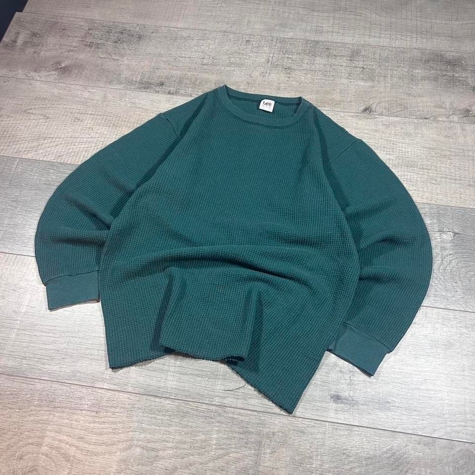 80s 90s green lightweight waffle knit true vintage thermal Lee shirt size XL