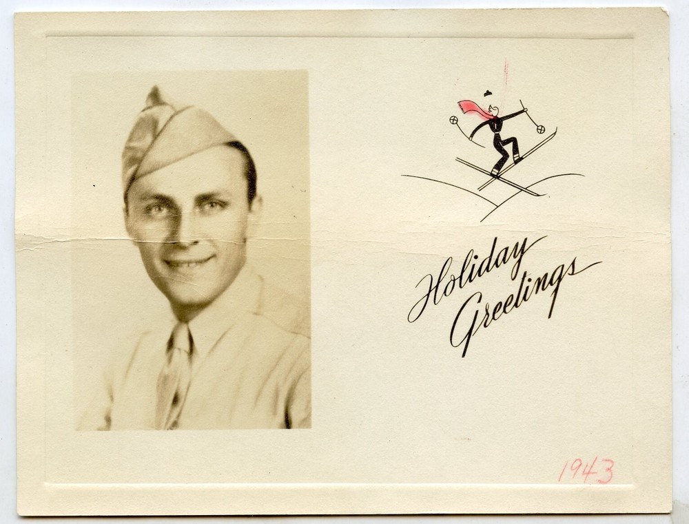 Vintage 1940s WWII Soldier Real Photo Christmas Greeting Card