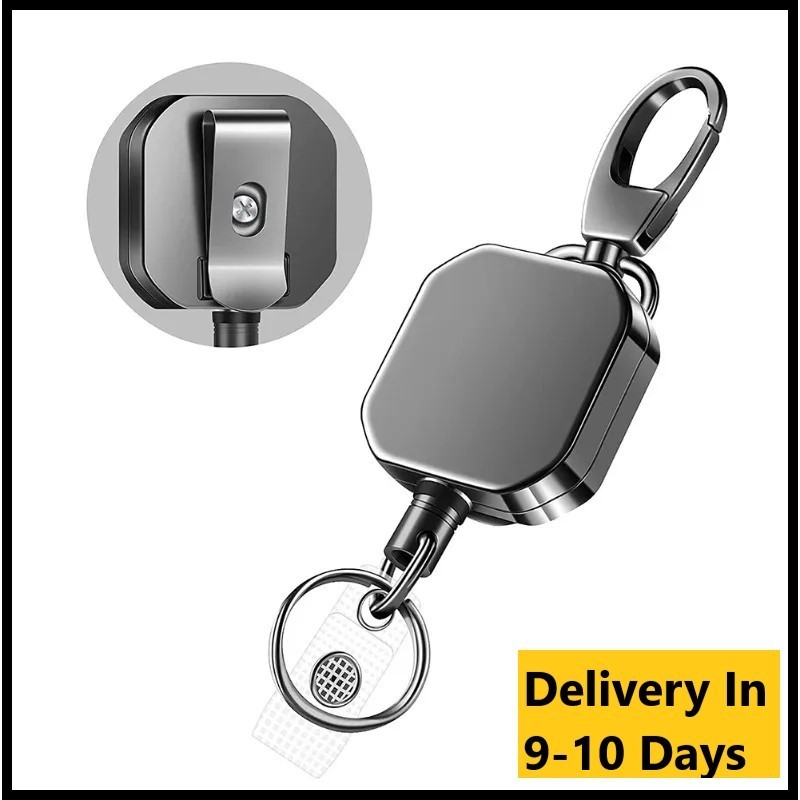 Heavy Duty Retractable Carabiner Keychain Belt Clip 28.3 Inch Steel Wire