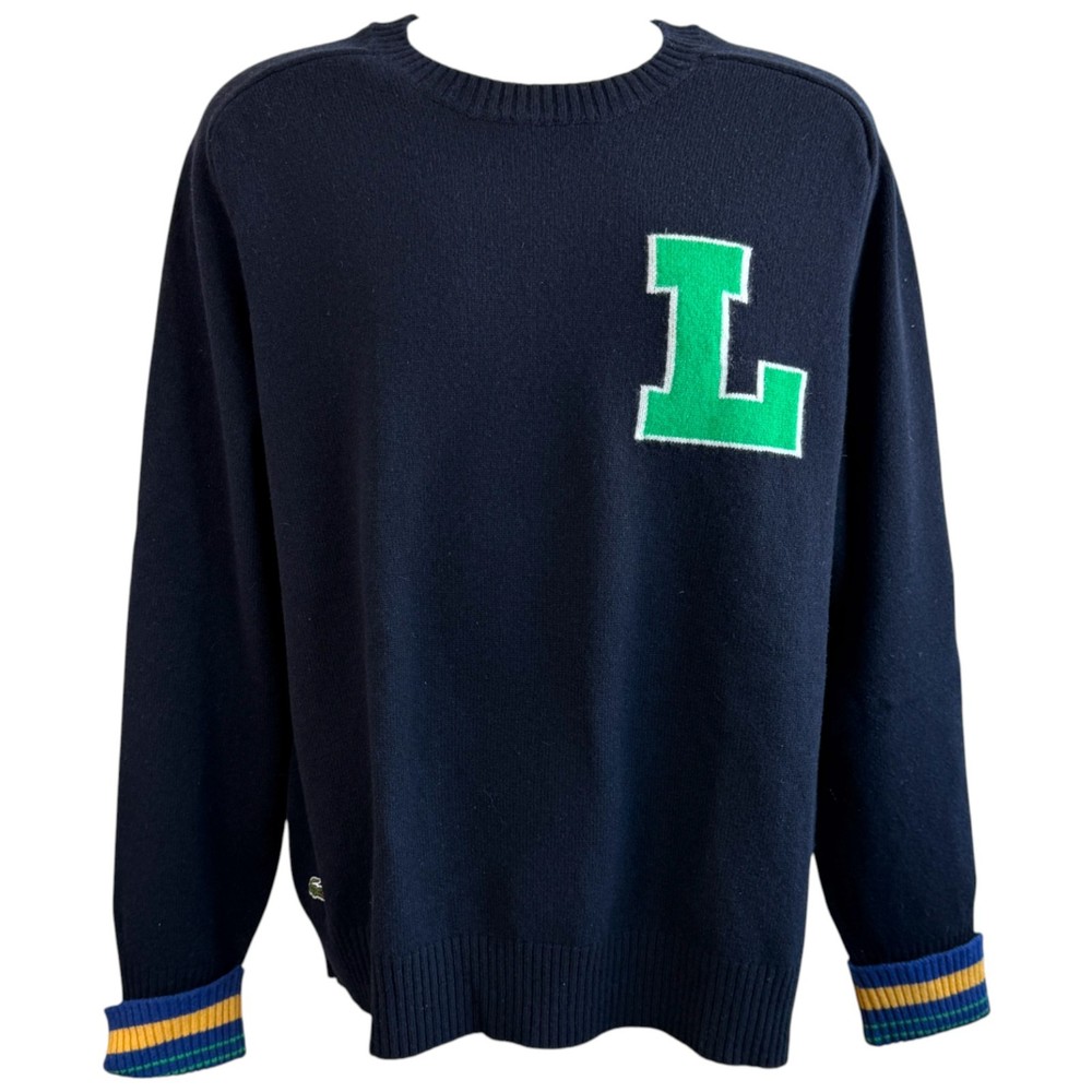 Lacoste Unisex Varsity Tennis Wool Sweater Sz XL Ivy League Preppy Old Money