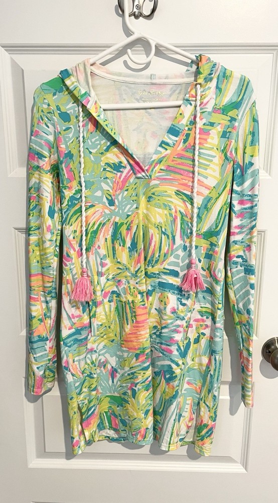 Lilly Pulitzer Rylie Hooded Cover-up Dress Sea Salt Sun Sailboats Size XXS