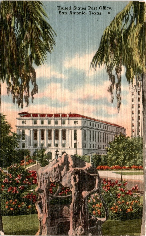 United States Post Office, San Antonio, Texas, TICHNOR BROS., INC., B Postcard