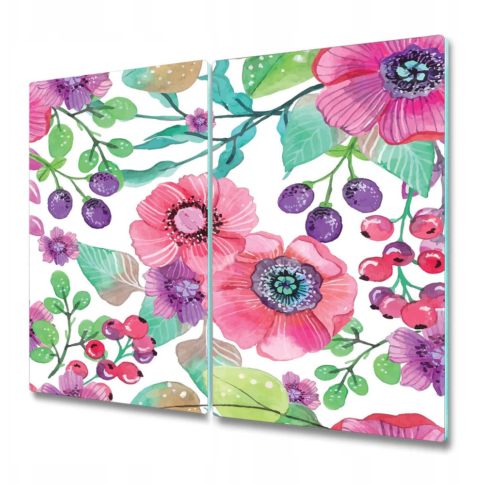 Tempered Glass Worktop Saver Flowers and Berries Colourful Floral Flowers