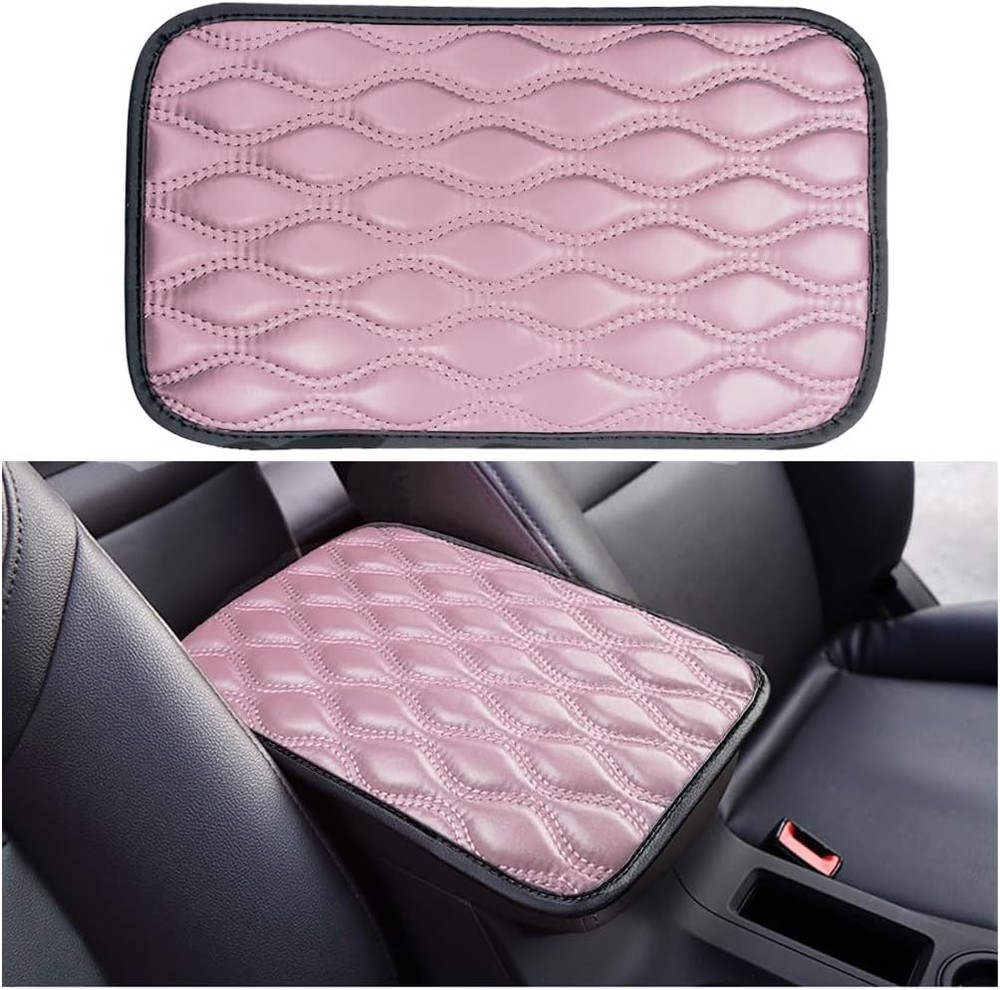 Leather Center Console Cover with Memory Foam, Comfortable Armrest Color: Pink