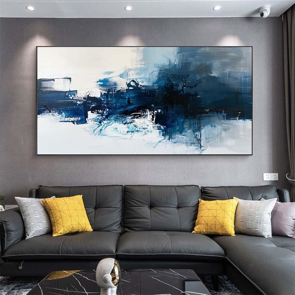 Handpainted Abstract Oil Paintings On Canvas Wall Art Picture Home Decor Blue