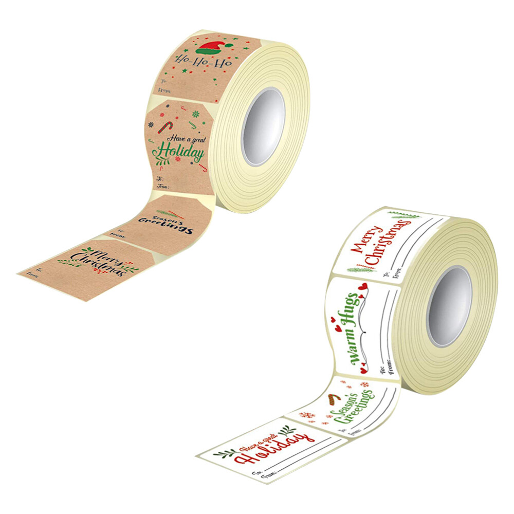 2 Rolls Christmas Sticker Labels with Santa Designs for Gifts and Nail Art Decor