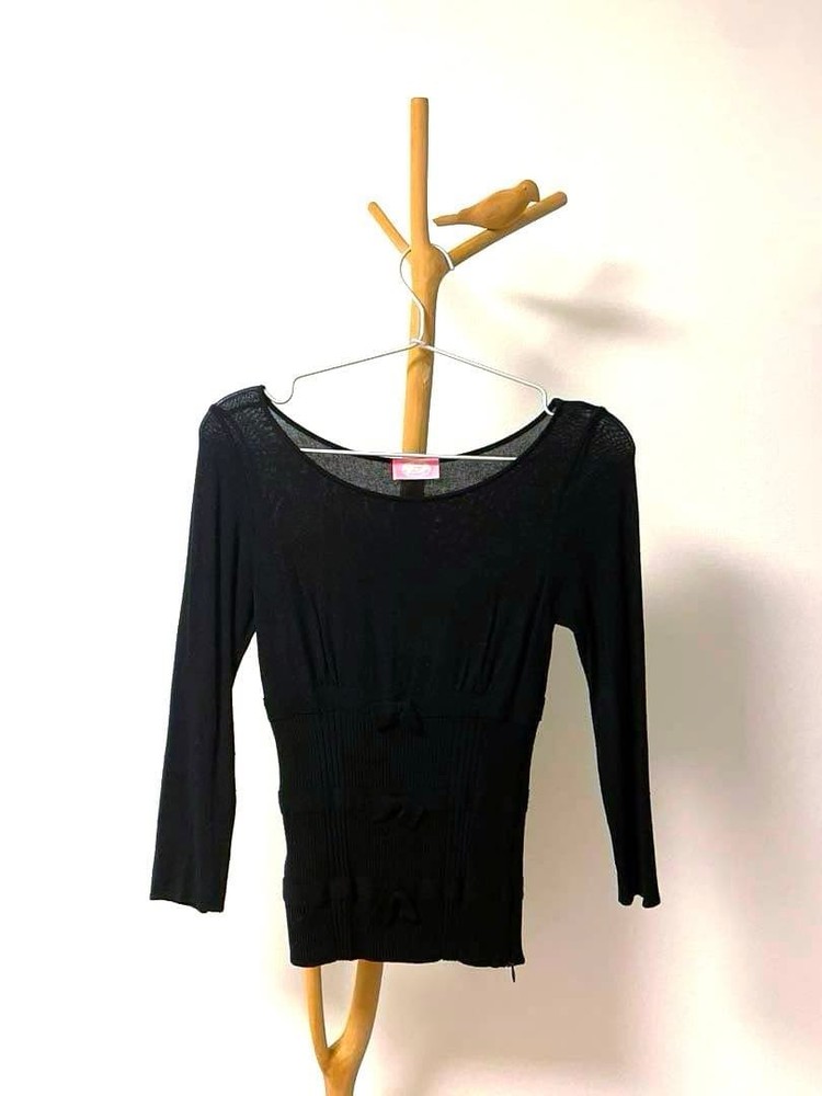 Vintage Blugirl Blumarine Black Knit Sweater Women Size M Designer Top