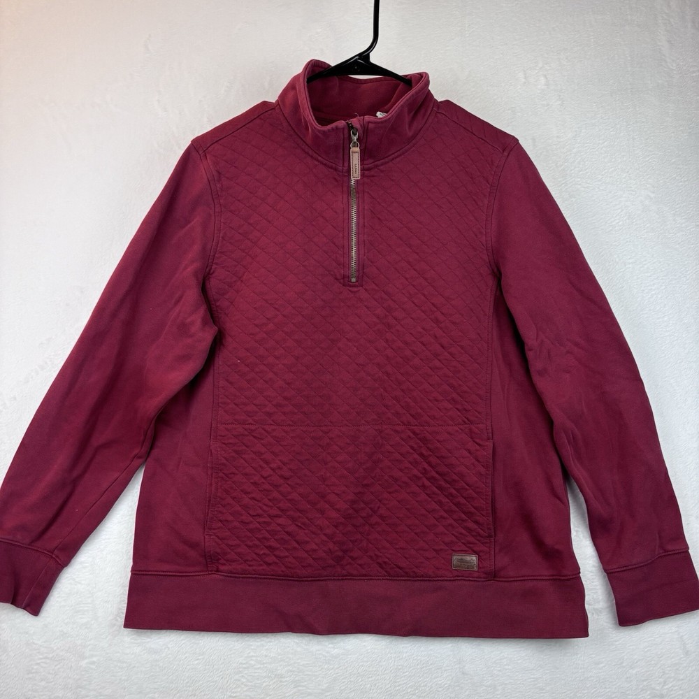 LL Bean Sweatshirt Womens XL Quilted Pullover Quarter Zip Sweatshirt Athleisure