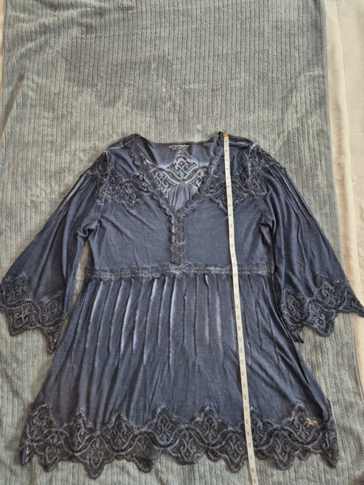 Soft Surroundings Lace Boho Tunic Top Blue Size Large
