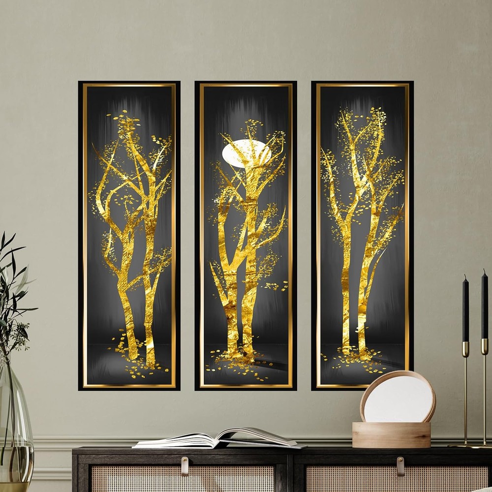 Abstract Gold Tree Branch 3D Self-Adhesive Vinyl Wall Art Decals-image