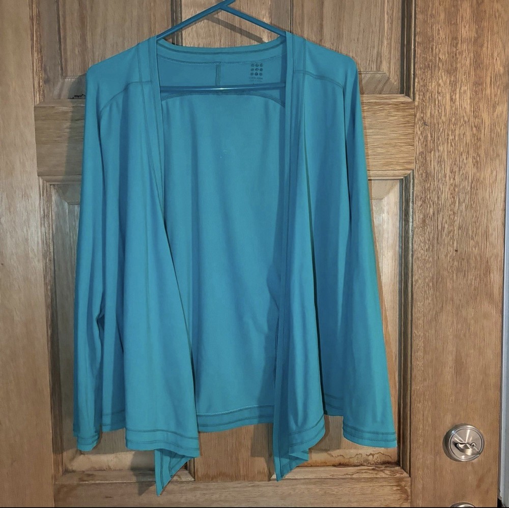 Title Nine Womens Teal Cardigan Sport Size M Open Front