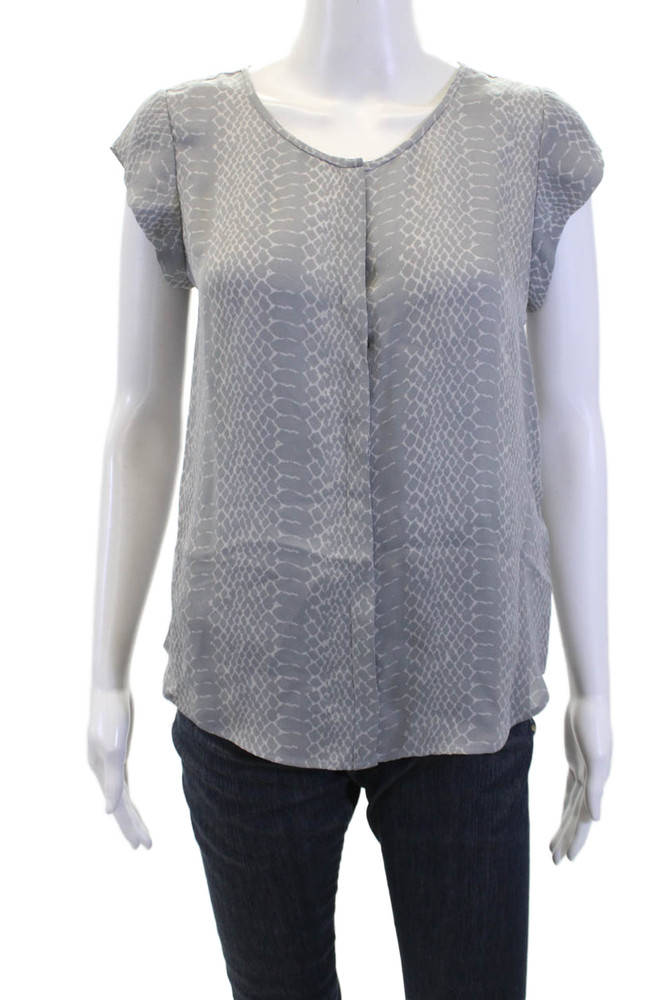 Joie Womens Silk Snakeskin Print Button Down Blouse Gray Size Extra SmallFree Shipping in US $100+ Orders | $6.95 Orders Below