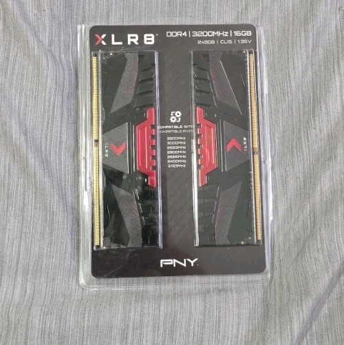 PNY XLR8 DDR4 16GB (2x8GB) 3200MHz DIMM Desktop RAM Kit Black/Red
