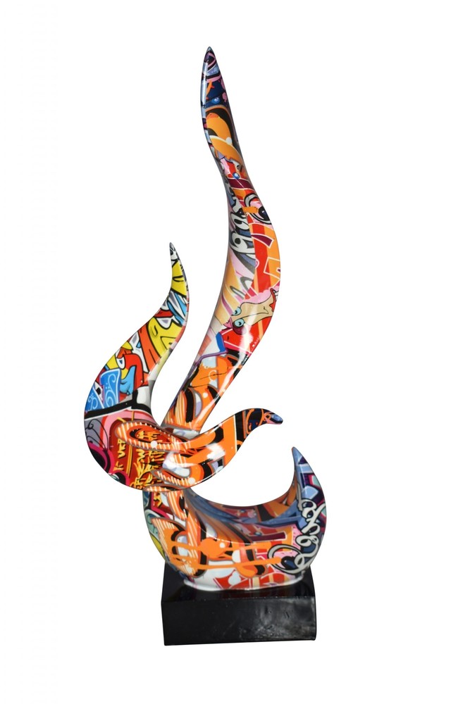 Modern Art Abstract of Fire Painted Graffiti Style Resin Statue  6