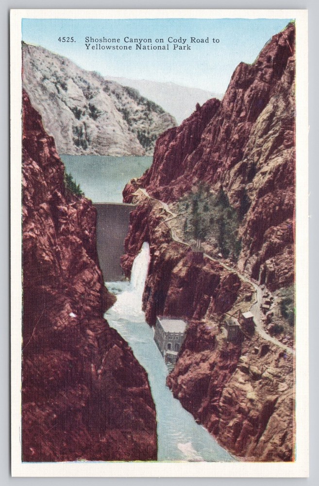Shoshone Canyon Dam Cody Road Yellowstone National Park Vintage Postcard