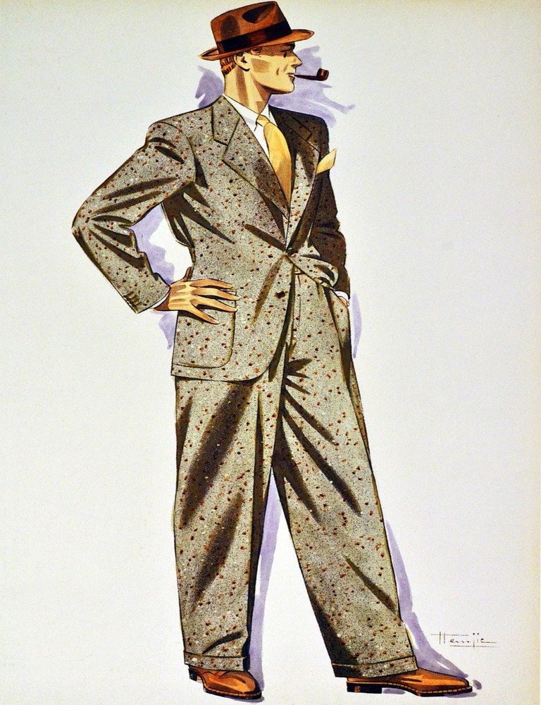Decor Poster.Interior design Art.Deco Men suit Fashion.Hat.Pipe.6293