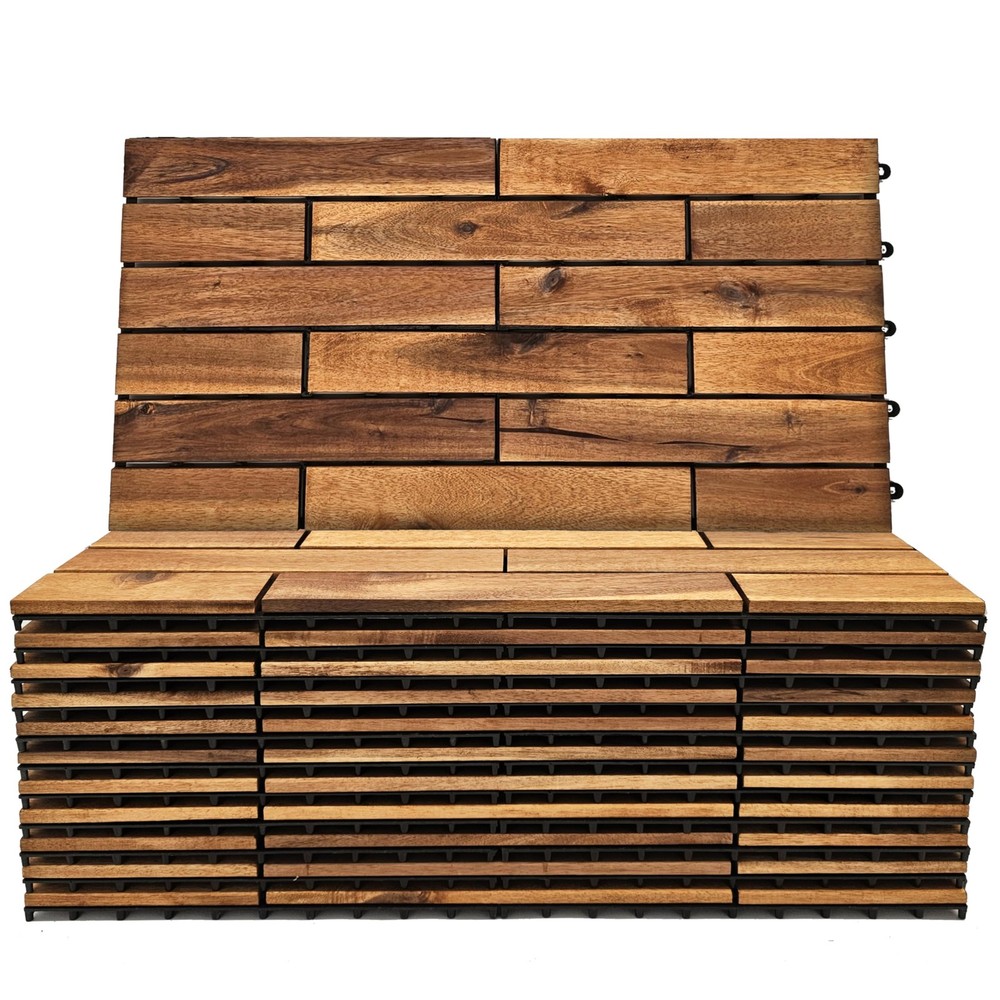 Interlocking Acacia Hardwood Deck Tiles 24x12 for Outdoor Flooring-image