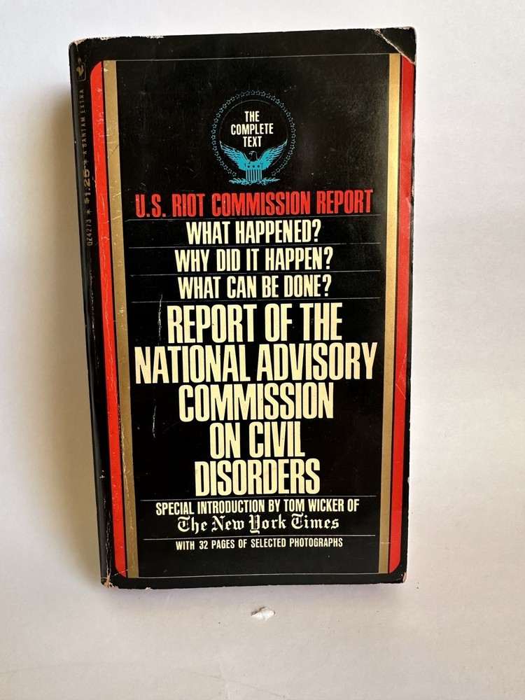 Report National Advisory Commission Civil Disorders Tom Wicker Bantam 1968 PB
