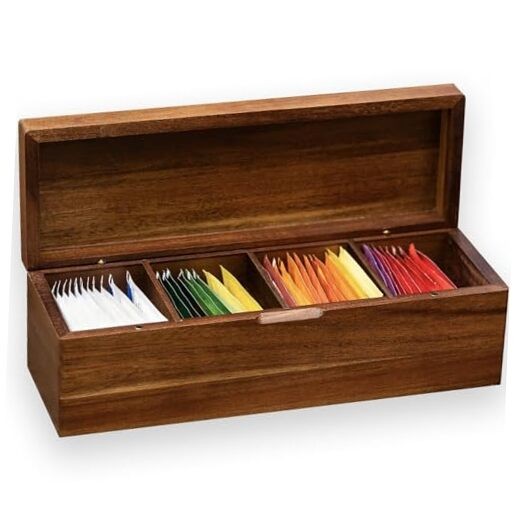 Acacia Wood Tea Bag Organizer Storage Box and Caddy-image