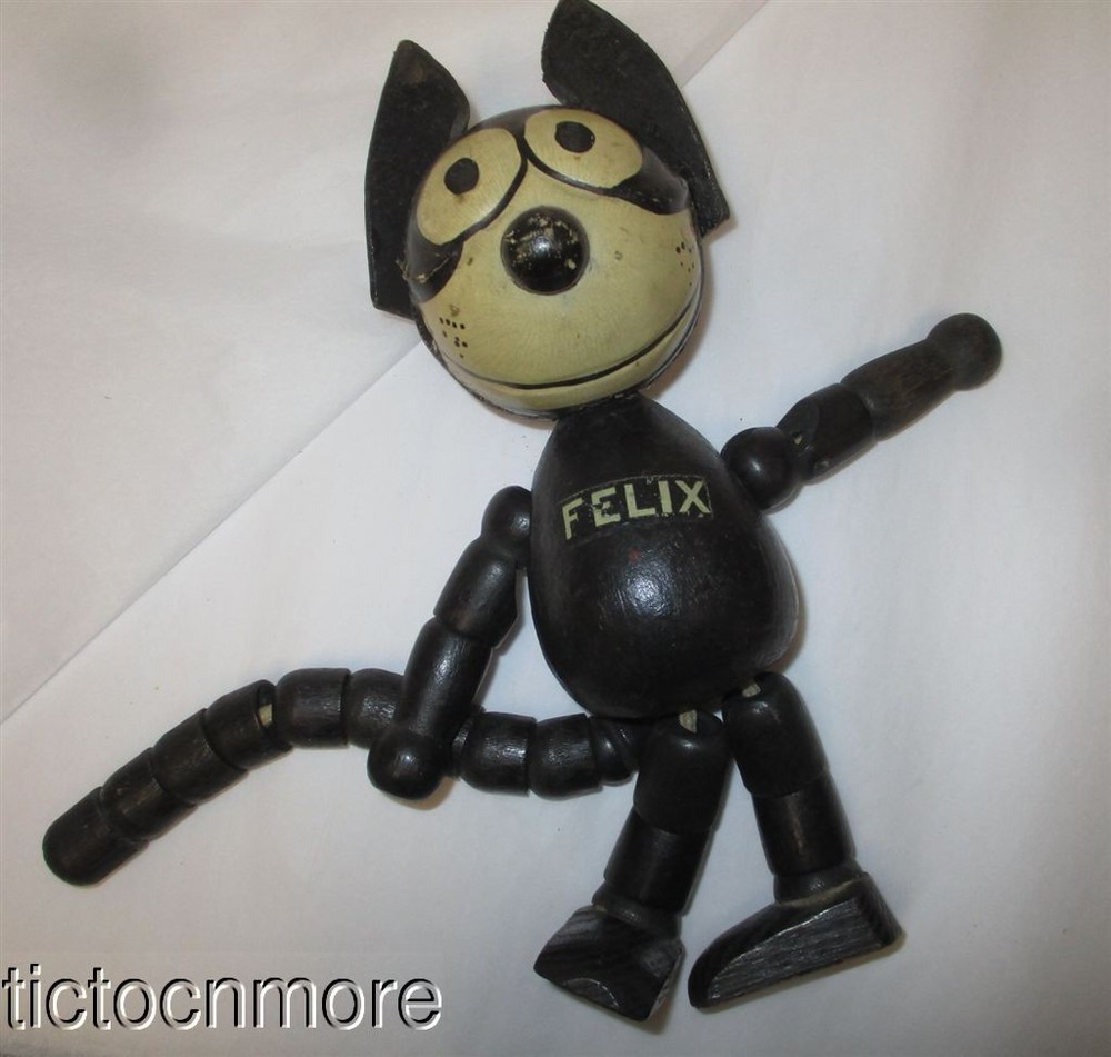 Vintage Shoenhut Felix The Cat Cartoon Character Wood Jointed Doll Toy
