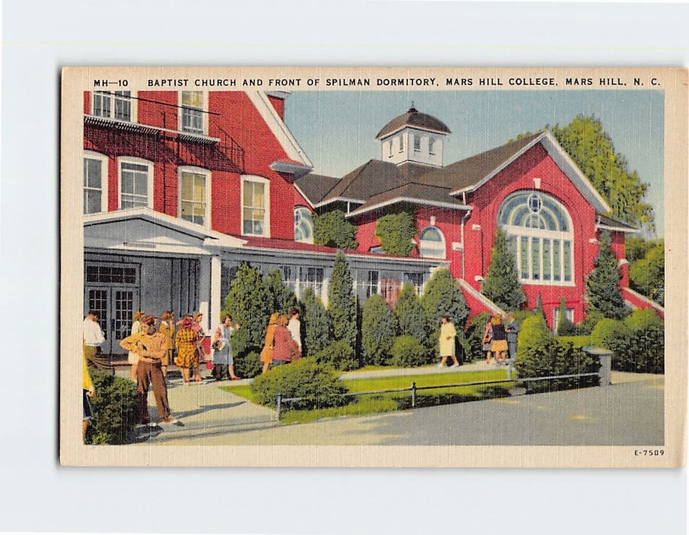 Postcard Baptist And Front Of Spilman Dormitory Mars Hill College NC USA