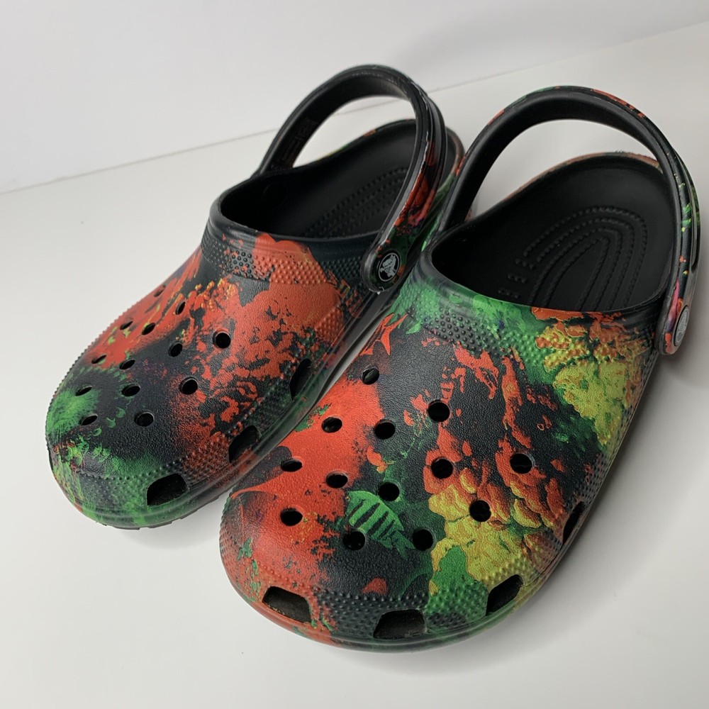 Crocs Classic Cyber Beach Clog  Women’s Size 9 Multi/Black 20785 Casual Comfort