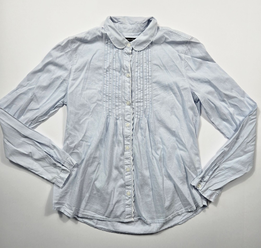 Abercrombie & Fitch Womens Small Tuxedo Detail Button Up Blouse Striped Shirt