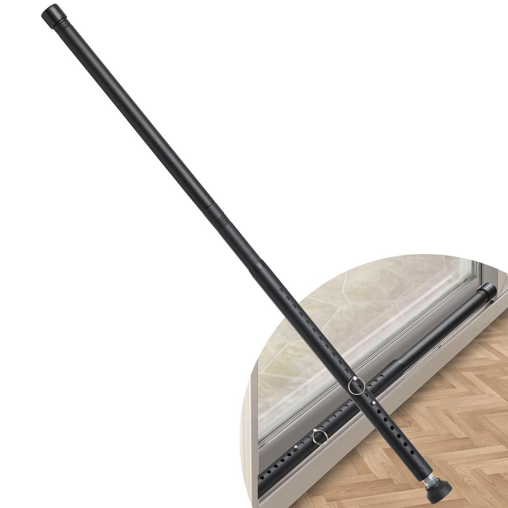 Sliding Door Bar，17.7-50.5inch Adjustable Locking Window Safety Bar with Rubb...