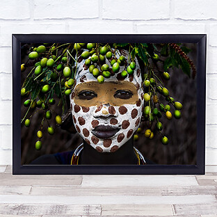 Surma Girl Smile Glad Happy Joy Face Girl Ethnic Native Wall Art Print