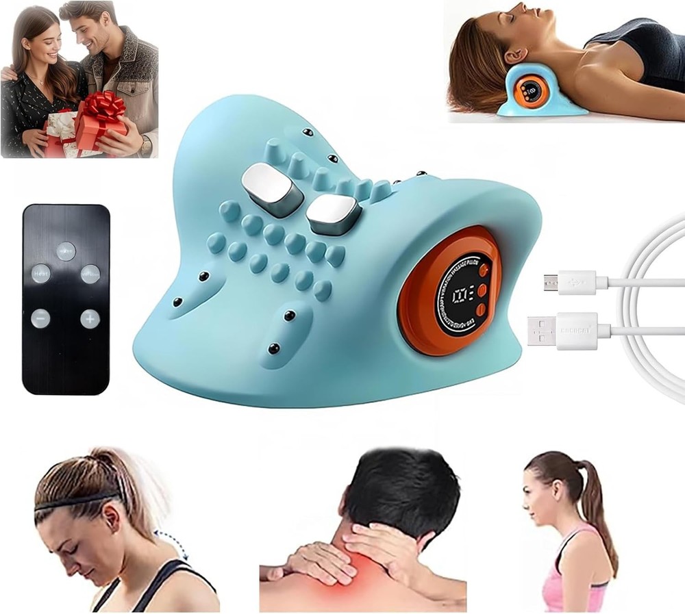 Hugterra Neck Massager 2025, Neck and Shoulder Relaxer with Heat, 3 Modes, Porta