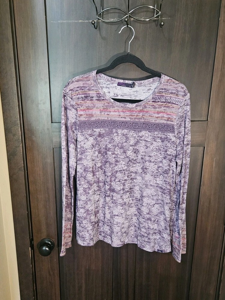 EUC Women's prAna Long Sleeve Boho Floral Active Shirt Top Size XL X-Large