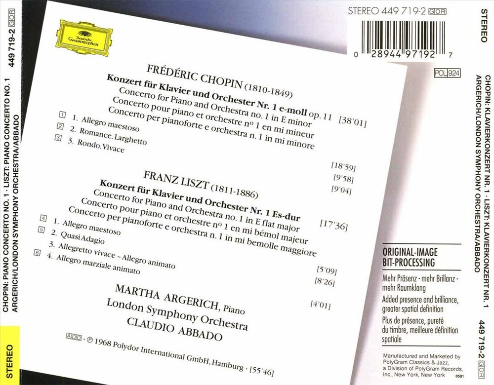 Chopin Liszt Piano Concerto 1 Abbado London Symphony CD 1996