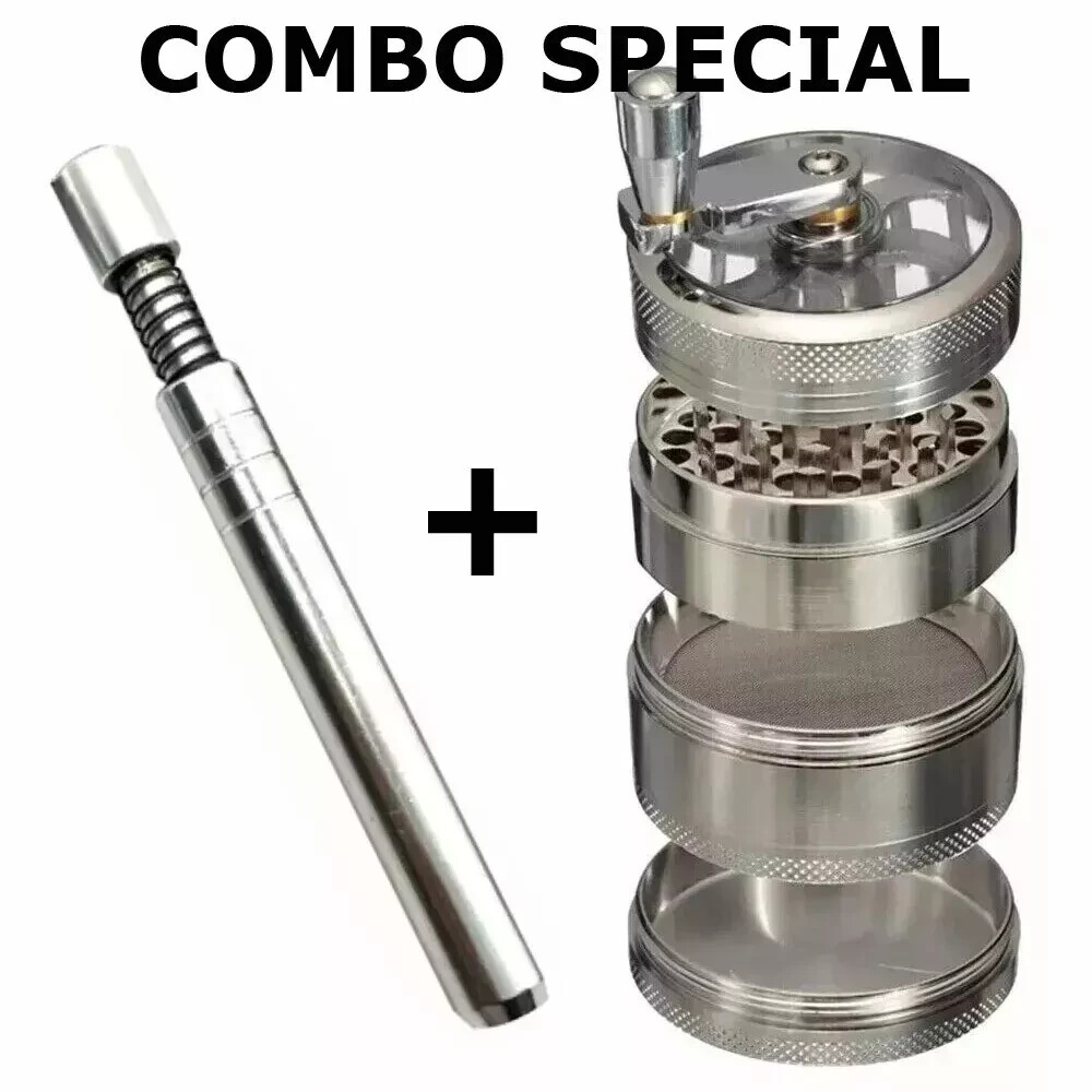 5-Piece Metal Herb Grinder with Handle for Spices and Tobacco