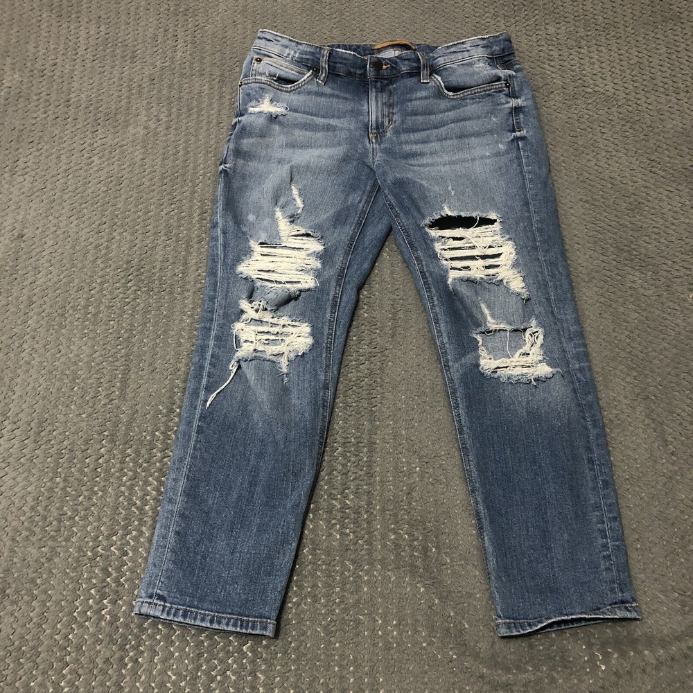 Joe’s Jeans The Billie Crop Womens W 29 Boyfriend Slim Distressed Mid Rise Denim