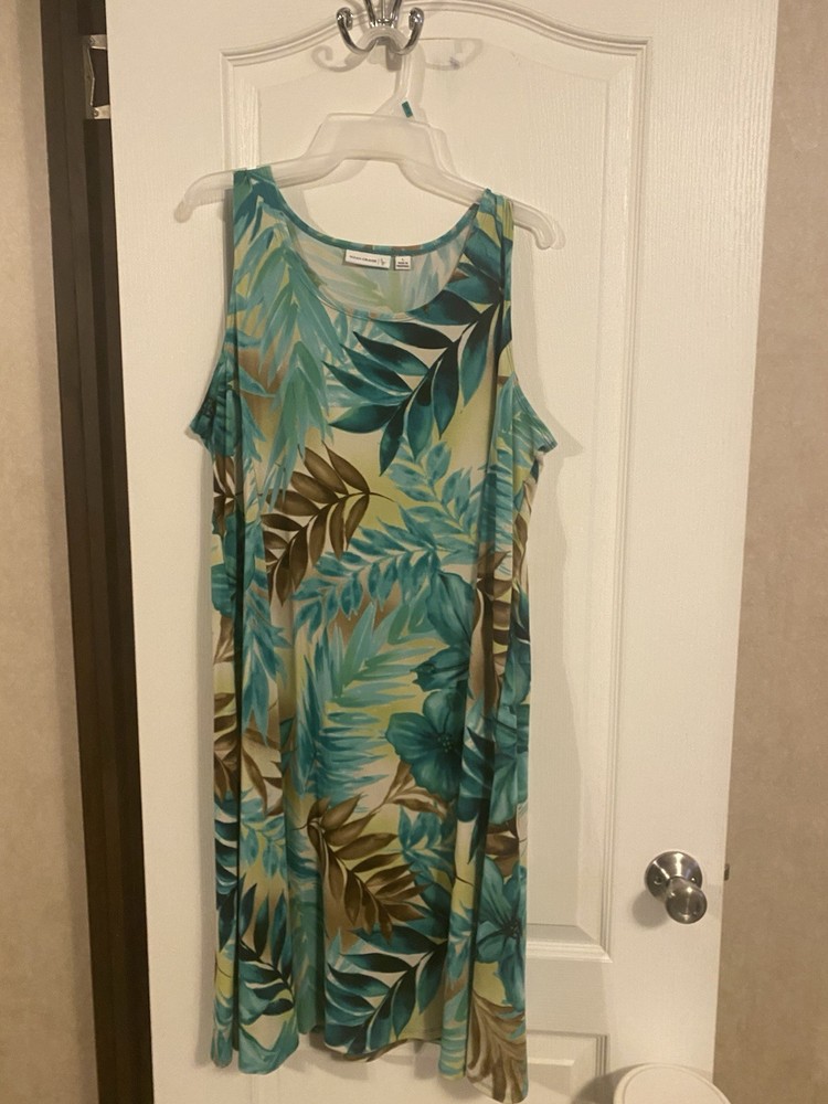 Susan Graver Women’s Liquid Knit Tropical Pullover Dress Size LARGE