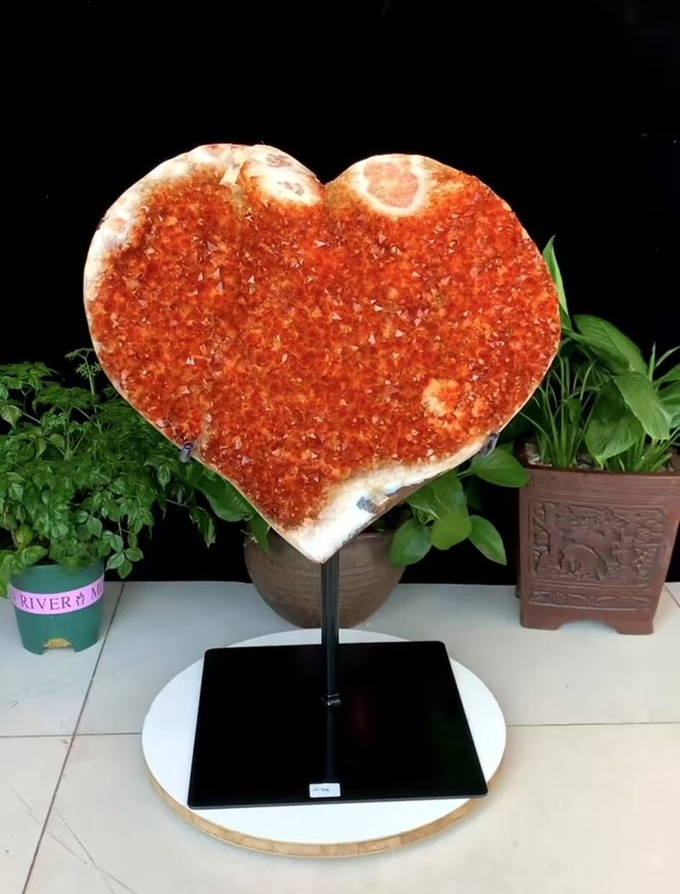 Rare 47.3LB Natural Citrine Quartz Heart Crystal Cluster Mineral Specimen for Collectors