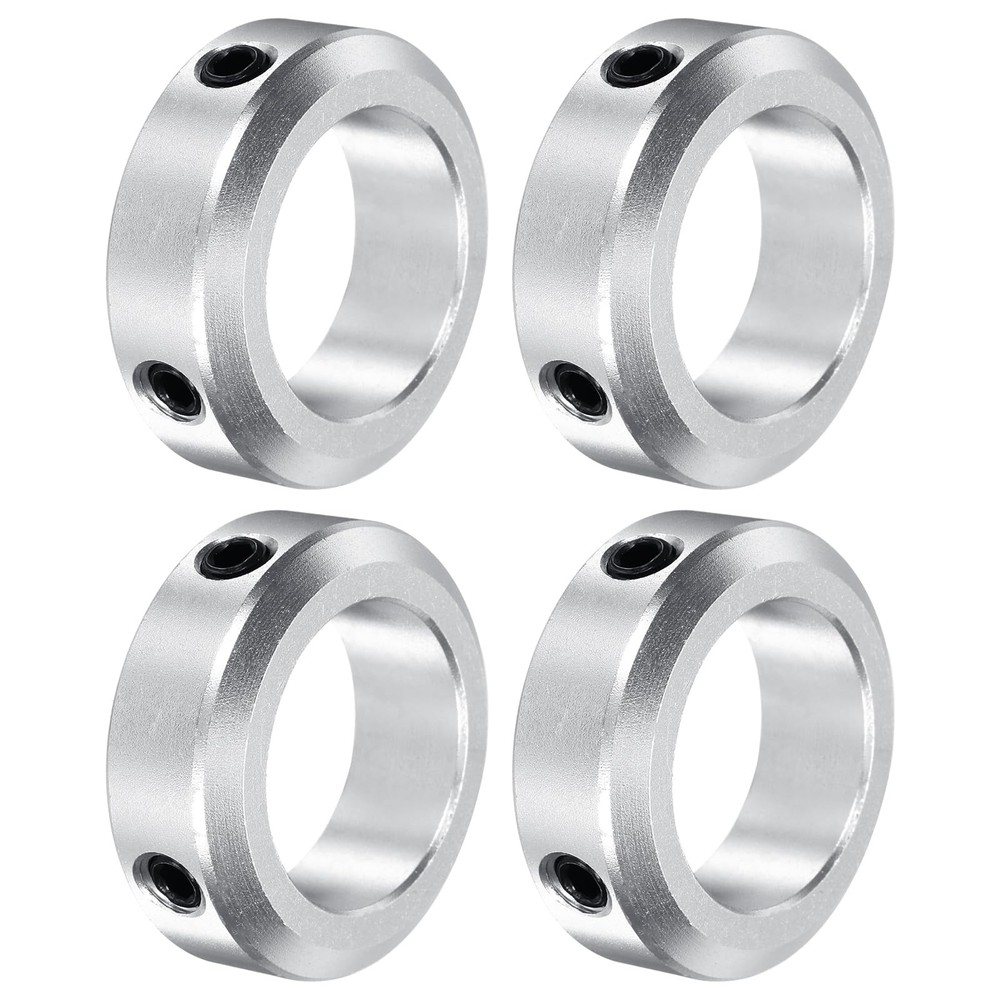 Shaft Collar 25mm 1 Inch Bore Aluminum Set Screw Style Silver 4 Pcs