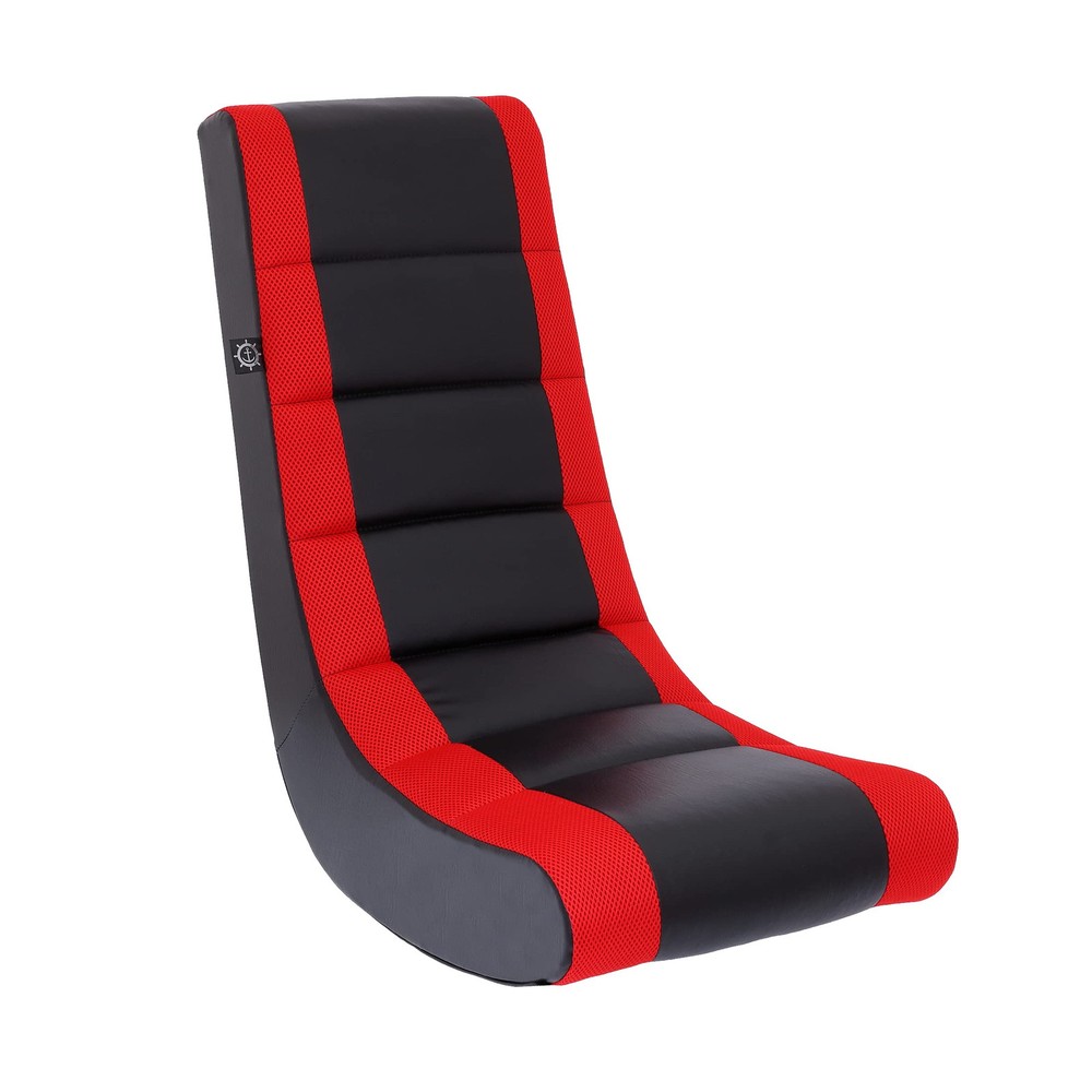 Classic Racing Stripe PU Faux Leather Video Rocker Floor Gaming Chair for Kids and Teens  