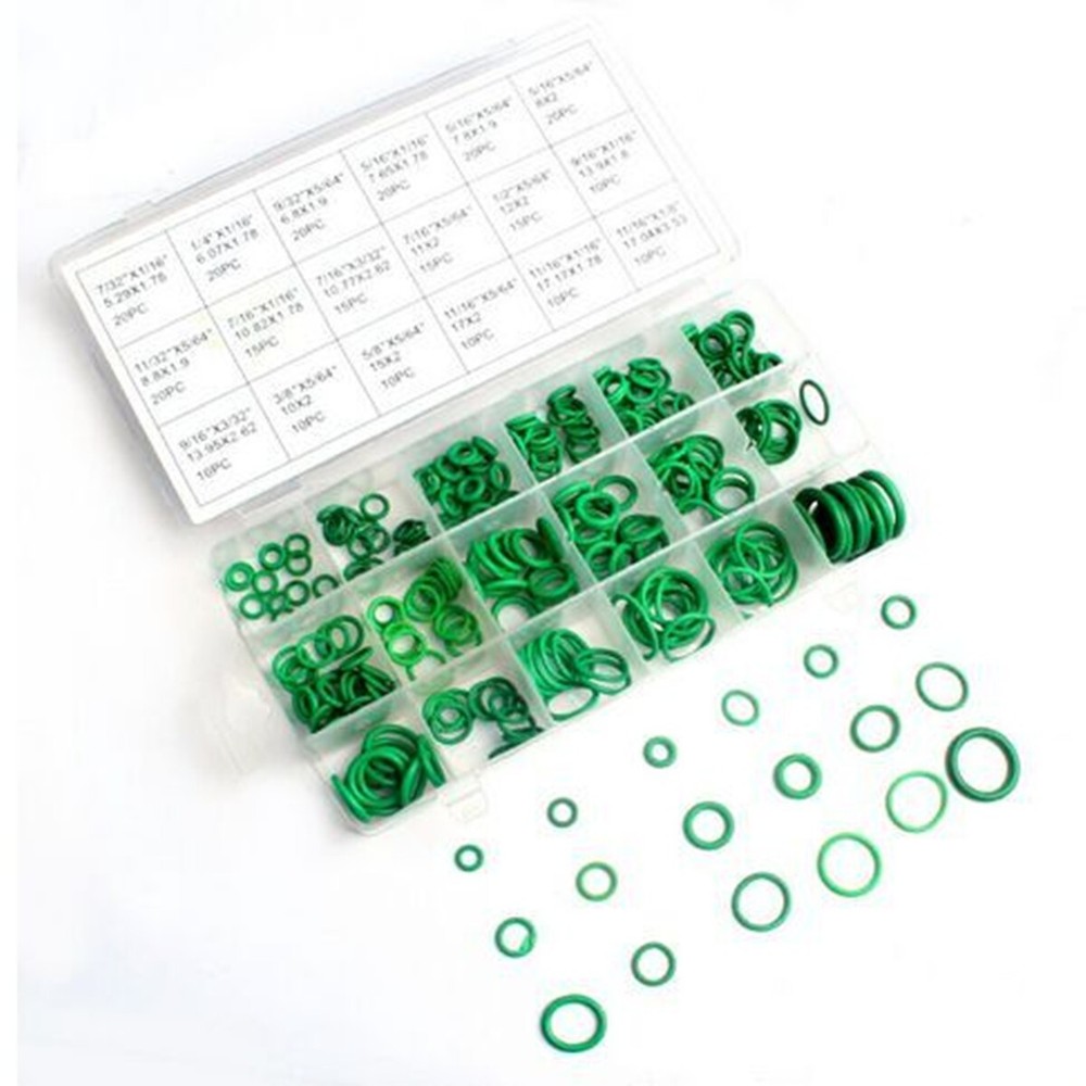Green A/C System O-Ring Repair Kit 18-Piece Car Seal Gasket Set-image
