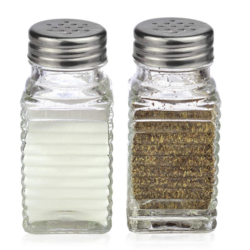 Modern Salt and Pepper Glass Shakers Spice Jar Set  