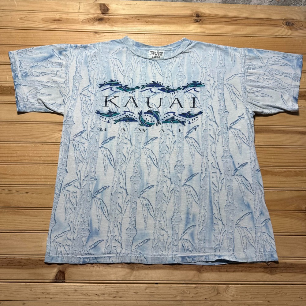 Vintage 90s 1995 Kauai Hawaii Dolphins Marine Life Tropical Souvenir Shirt Large