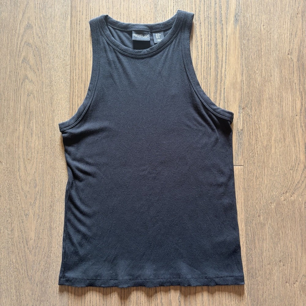 Rachel Zoe Black Ribbed Stretch Tank Top Size M